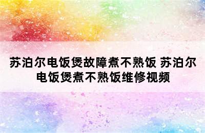 苏泊尔电饭煲故障煮不熟饭 苏泊尔电饭煲煮不熟饭维修视频